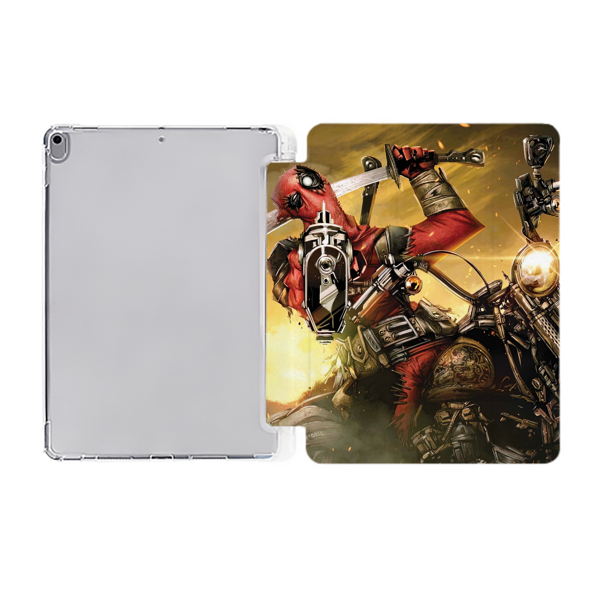 （画像用） Deadpool デッドプール IPad ケース ペン収納付き 三つ折りスタンド PUレザー×シリコン 対応機種9.5/10.5/10.9インチ